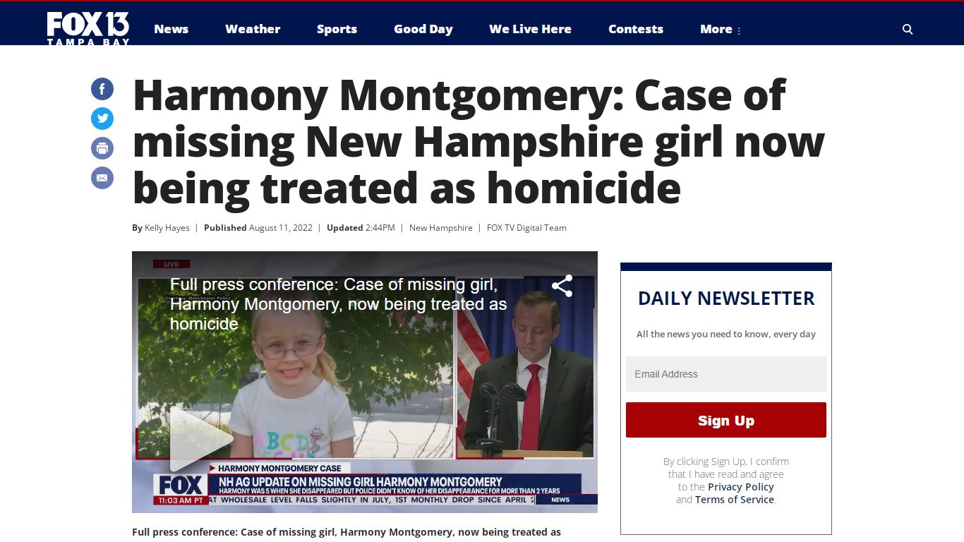 Harmony Montgomery: Case of missing New Hampshire girl now being ...