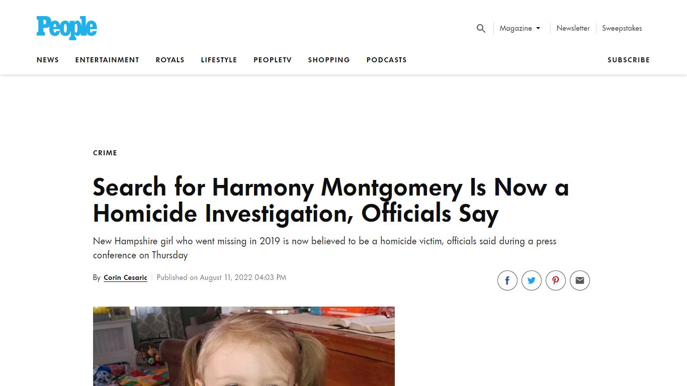 Search for Harmony Montgomery Is Now a Homicide Investigation ...